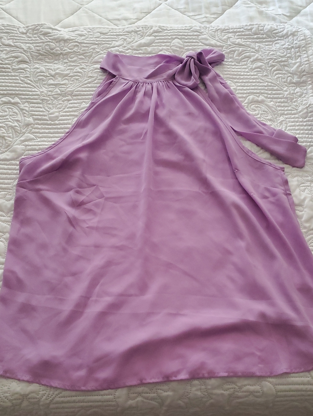 New York & Company Lilac  Tie-Neck Top